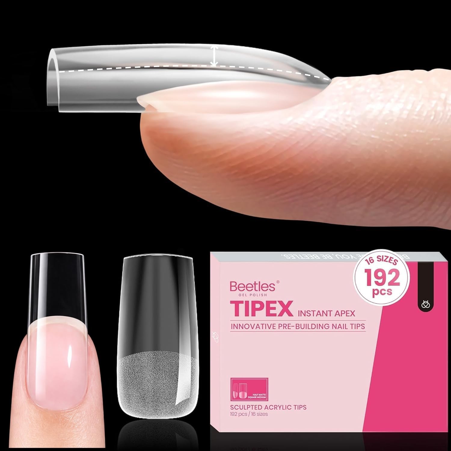 Beetles Tipex Instant Apex Medium, 1 – Nails Only | Medium Square | 192