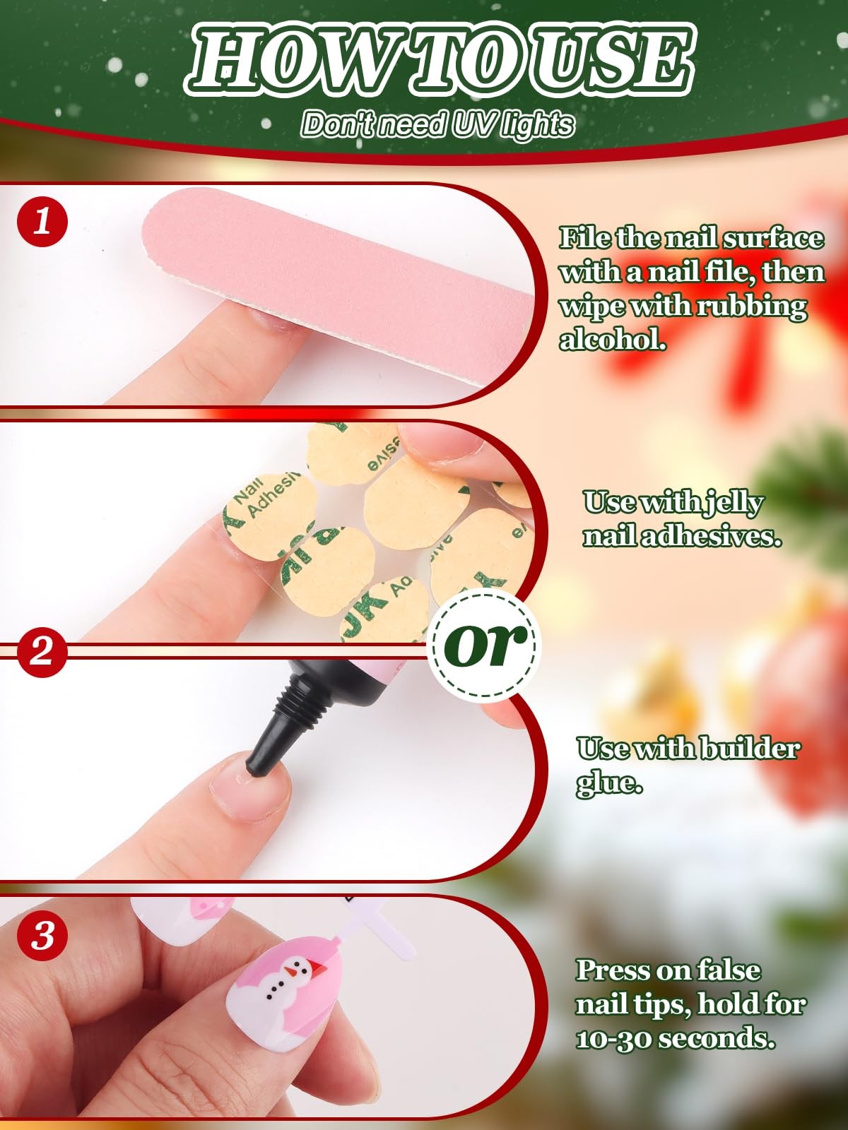 72 Pieces Christmas Press on Nails for Kids, EBANKU 3 Pack Kid Fake Nail | Ki…