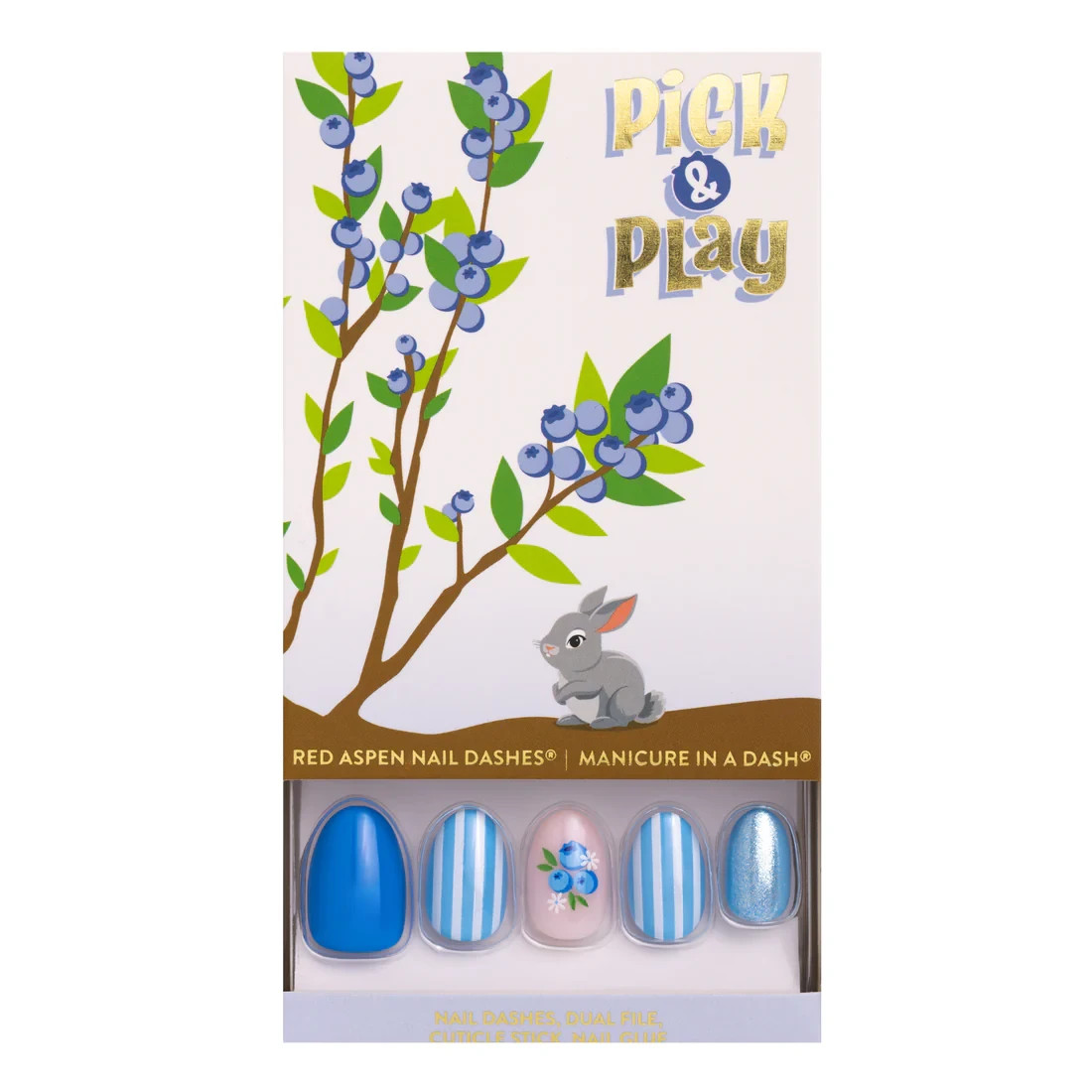 Red Aspen Press On Nails-Berry & Bright, Babette Short Almond Blue