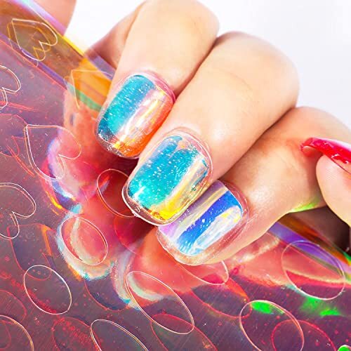 11 Sheets Aurora Nail Foil Laser Nail Stickers Glass Paper Cellophane Nail Art