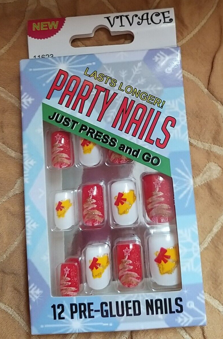 Christmas Fake Nails Press on Nails Short Square Nails Set of 4Packs
