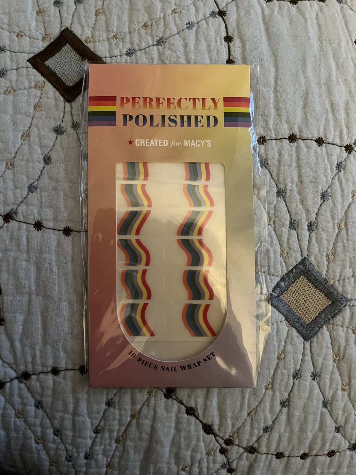 Macy’s Perfectly Polished rainbow nail wrap set, 16 pieces