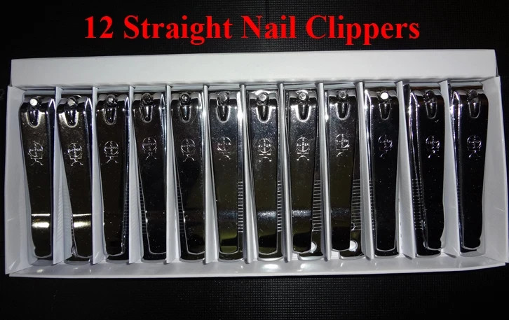 12pc Straight Edge Nail Clipper Finger Toe Cutter Trimmer Stainless Steel Korea