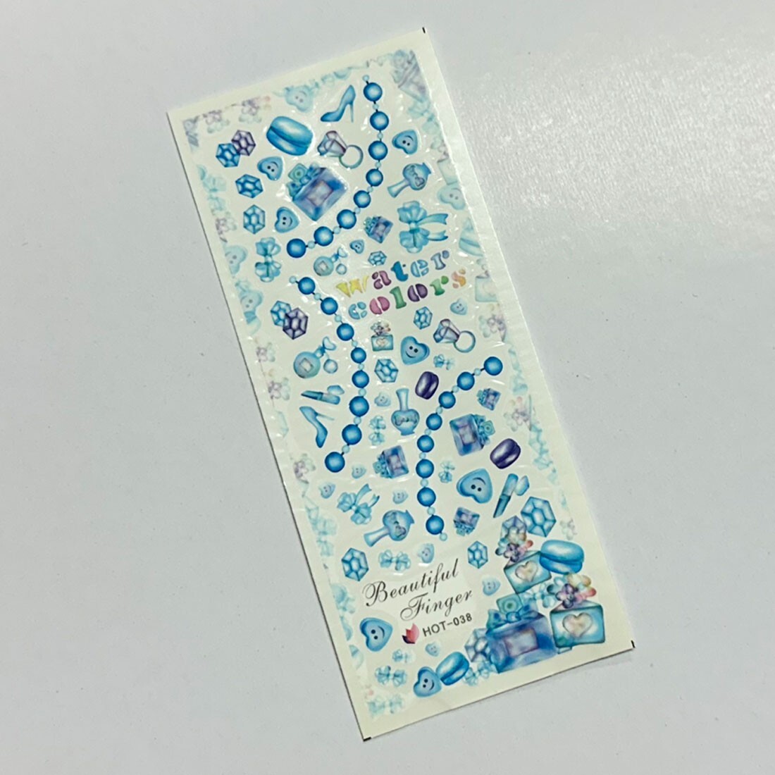 Water color Blue Nail point sticker water decal perfume heart beauty lovely wome