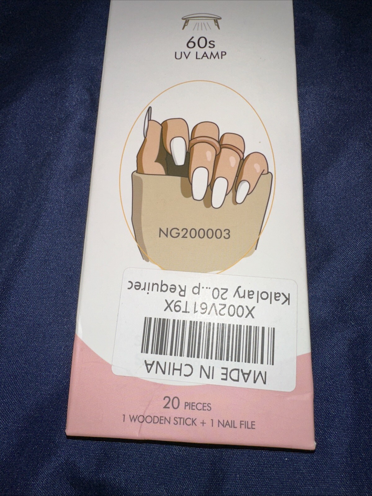 Kalolary Semi-Cured Gel Nail Wraps White 20 Pieces 1 Wooden Stick & Nail File