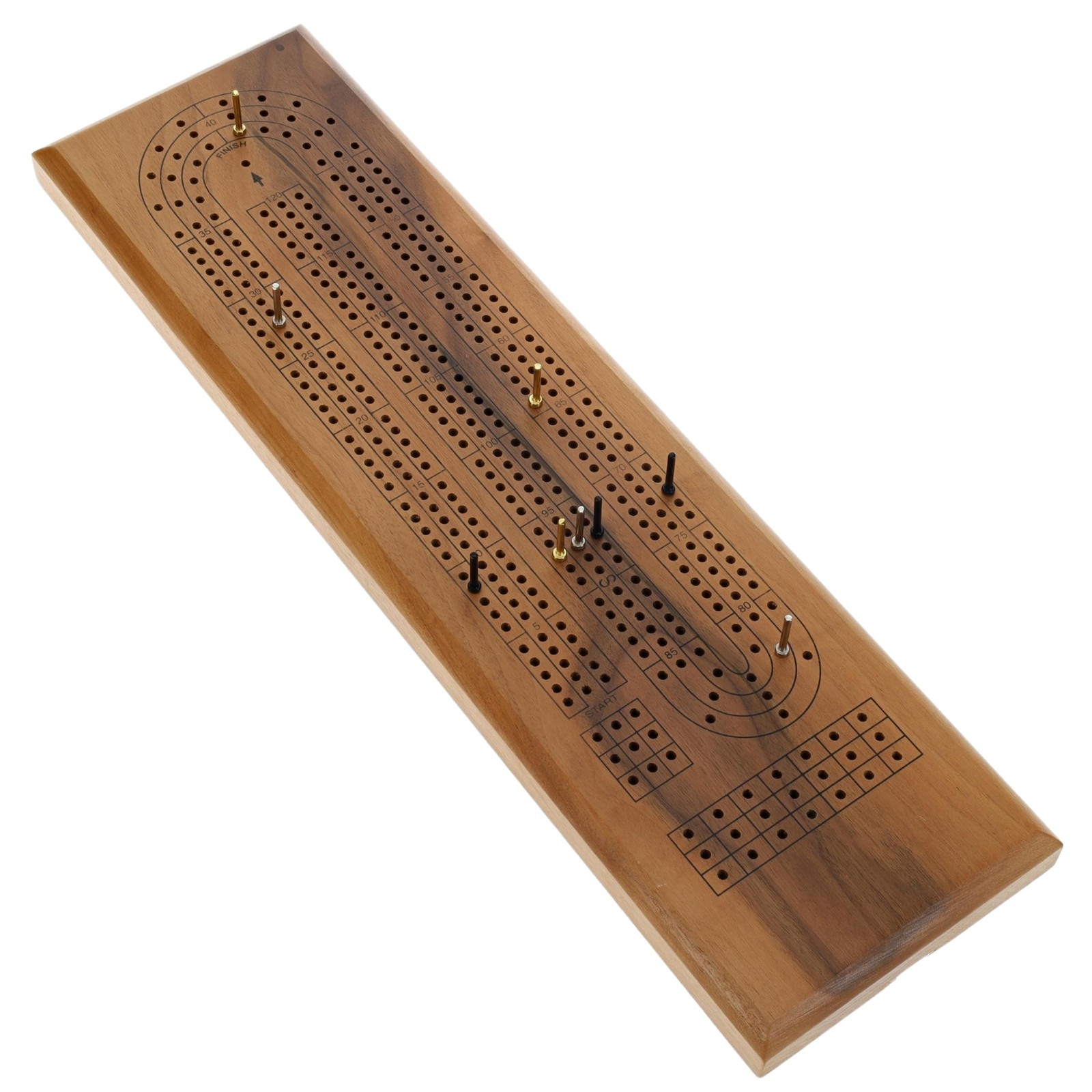 WE Games Cribbage Board Game Set, Travel 16 x 3.75 x .75 inches, Walnut