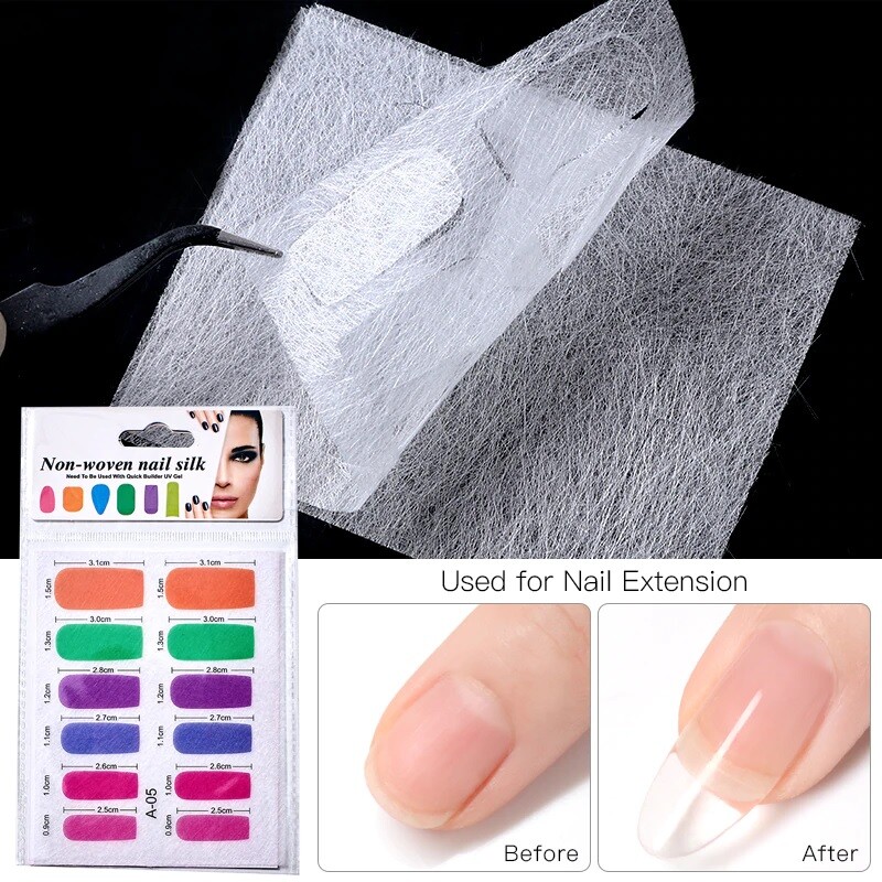 Non Woven Fiberglass Nail Silk Wrap Extension Nails Repair Precut Tip Fiber Gel