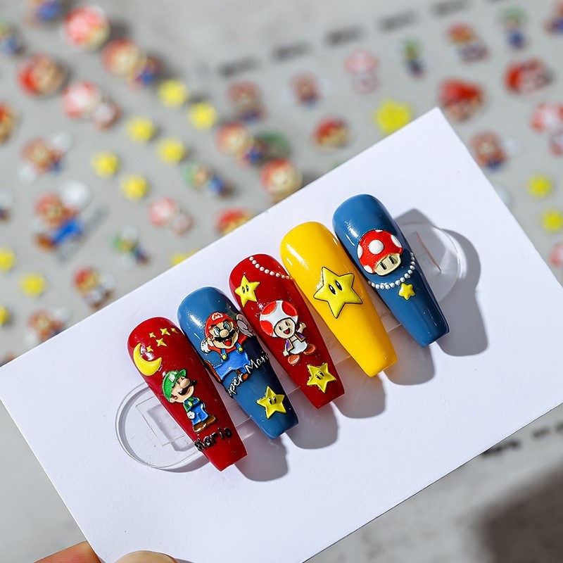 Super Mario Nail Stickers, Character Nail Art Decals (15)