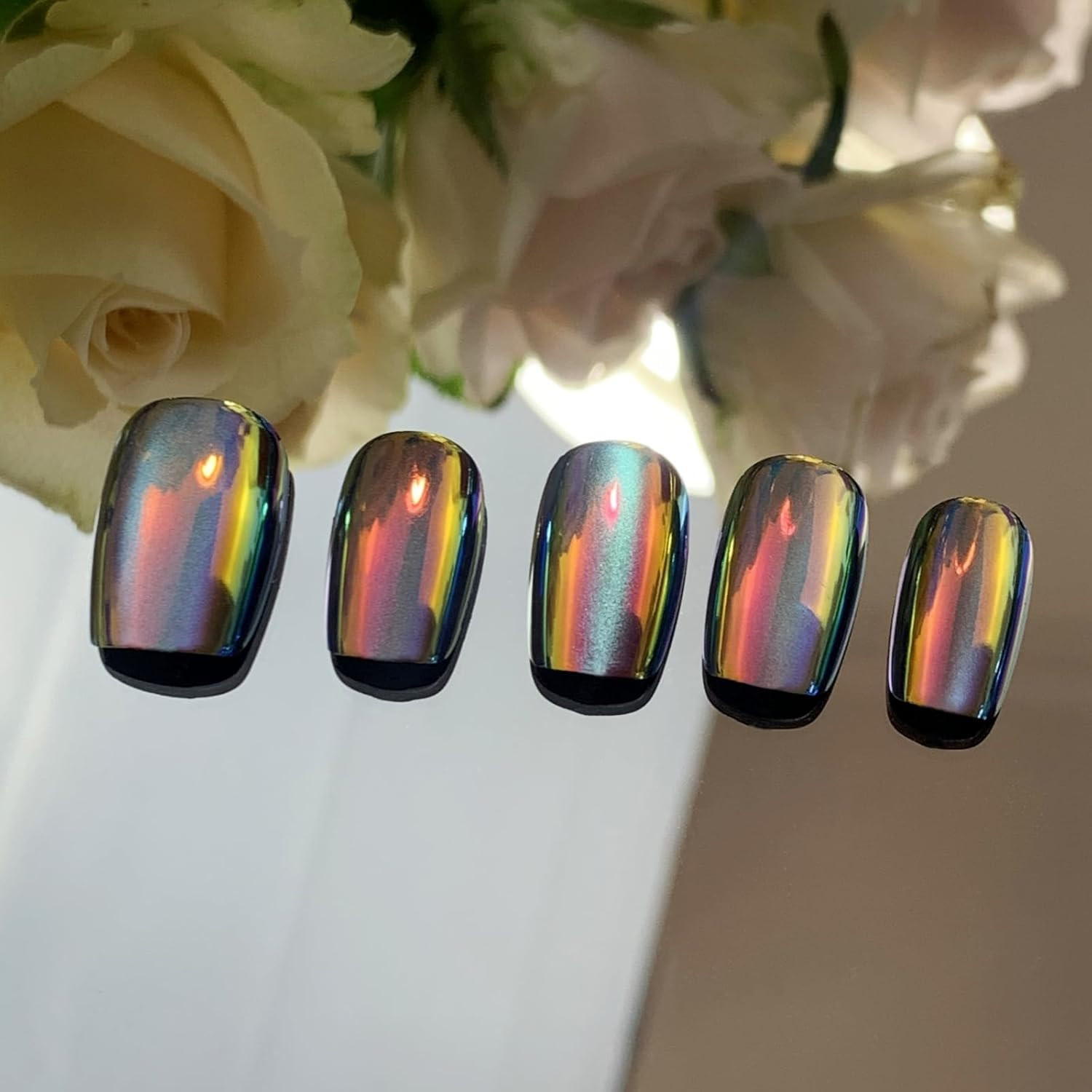 Cat’S Eye Press on Nails (30PCS；SIZE：XS-S-M), Short Square Fake Nails, Handmade