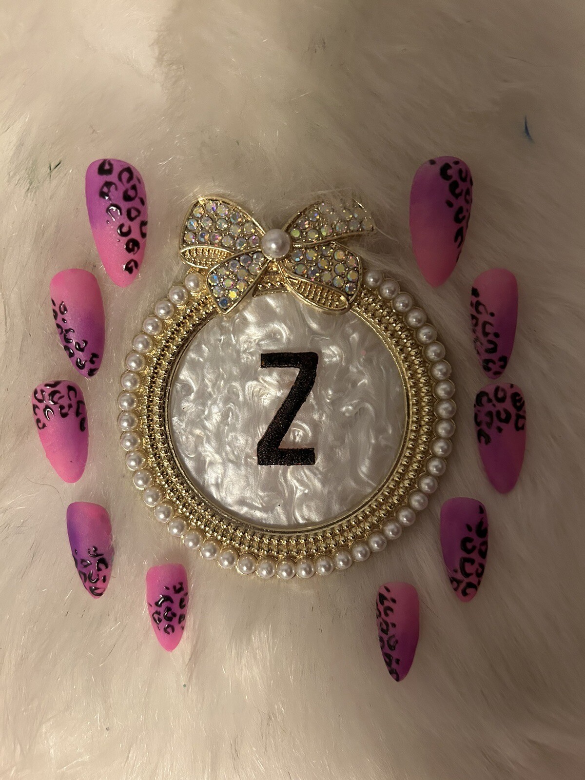 Z NAILZ! Set Of Fushia, Pink & Purple Animal Print M Almond Press On Nails