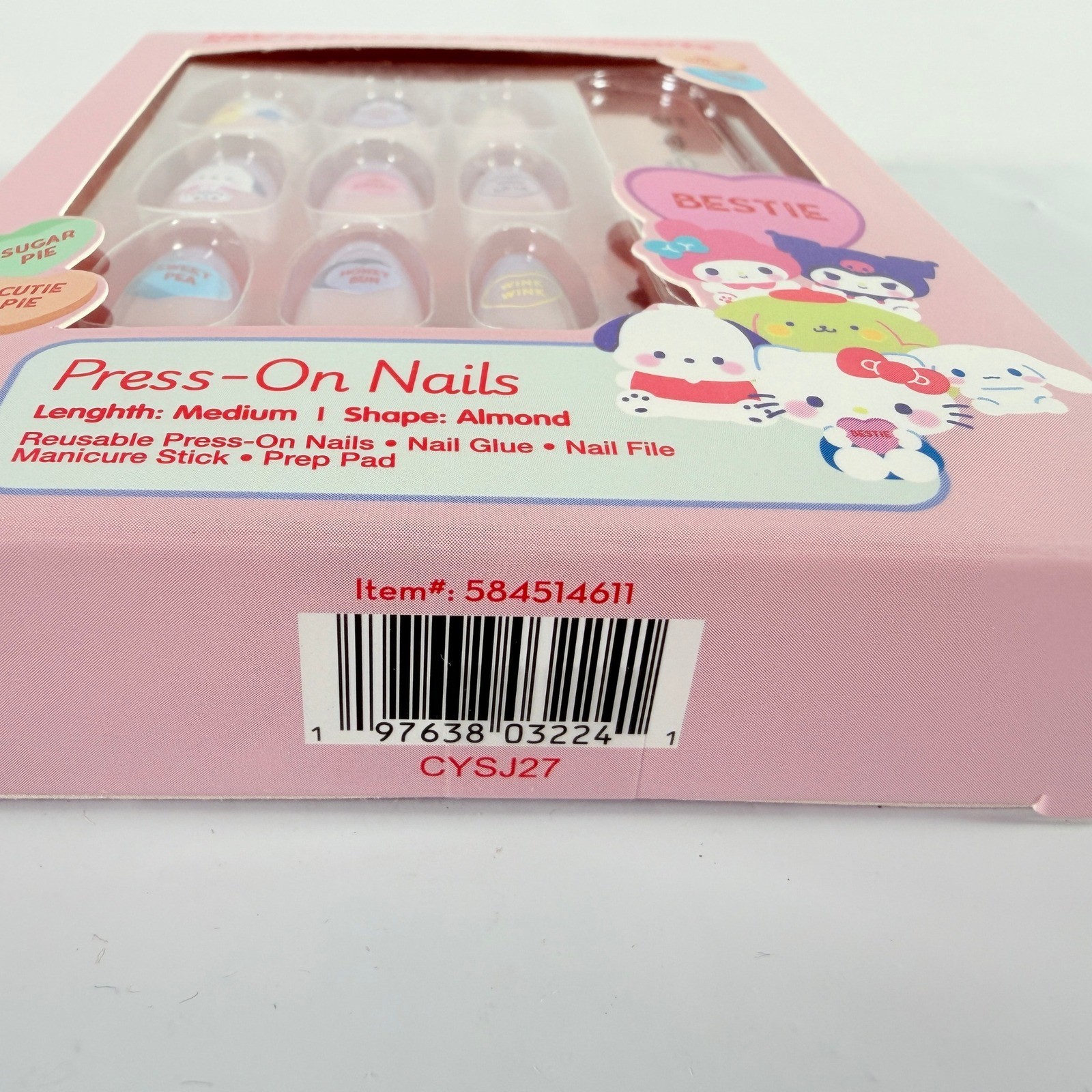 Hello Kitty and Friends Sweethearts Press-On Nails Reusable Medium Almond Set
