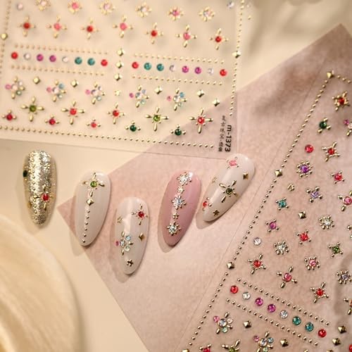 Gold Star Nail Stickers 5D Embossed Gold Nail Decals Style A48 Contemporary