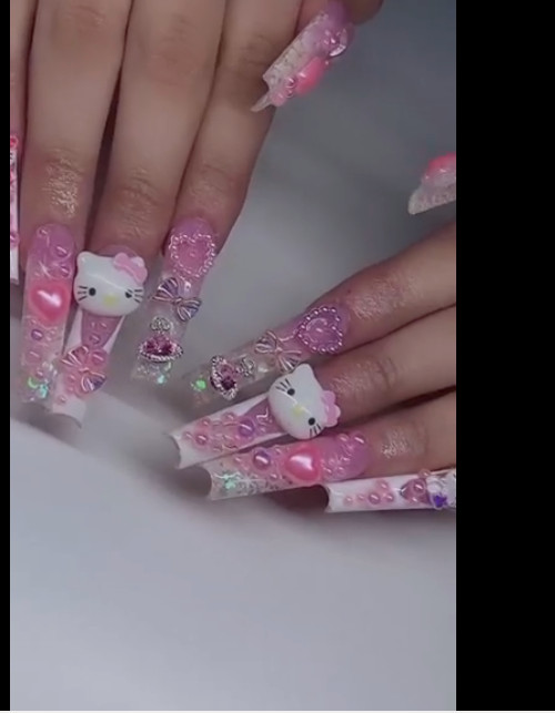 3D Pink Nail Charms Bulk Gummy Bear, Butterfly, Bow, Assorted Nail Charms Set