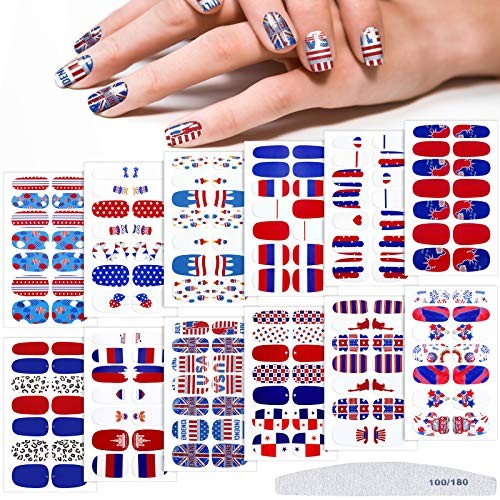 12 Sheets 4th of July Nail Wraps Stickers Decals Patriotic Labor Day Classic