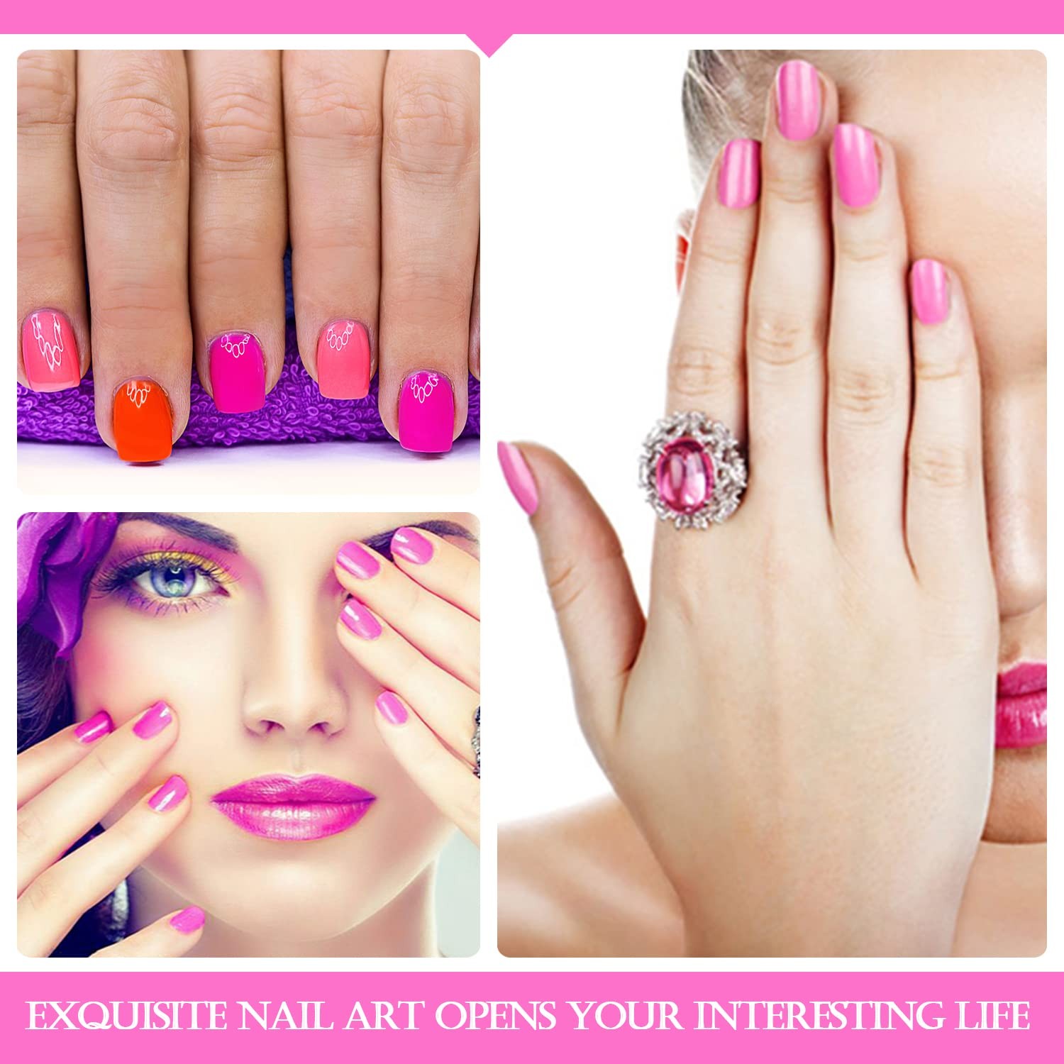 Pink Nail Wraps for Women Nail Polish Strips Solid Color Pink Solid Color