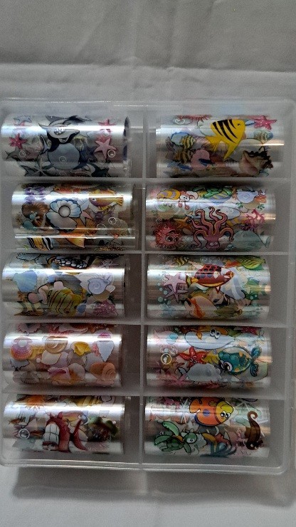 Foil Nail Art Decorations Transfer Sticker Sea Shark Turtle Designs Box Fish