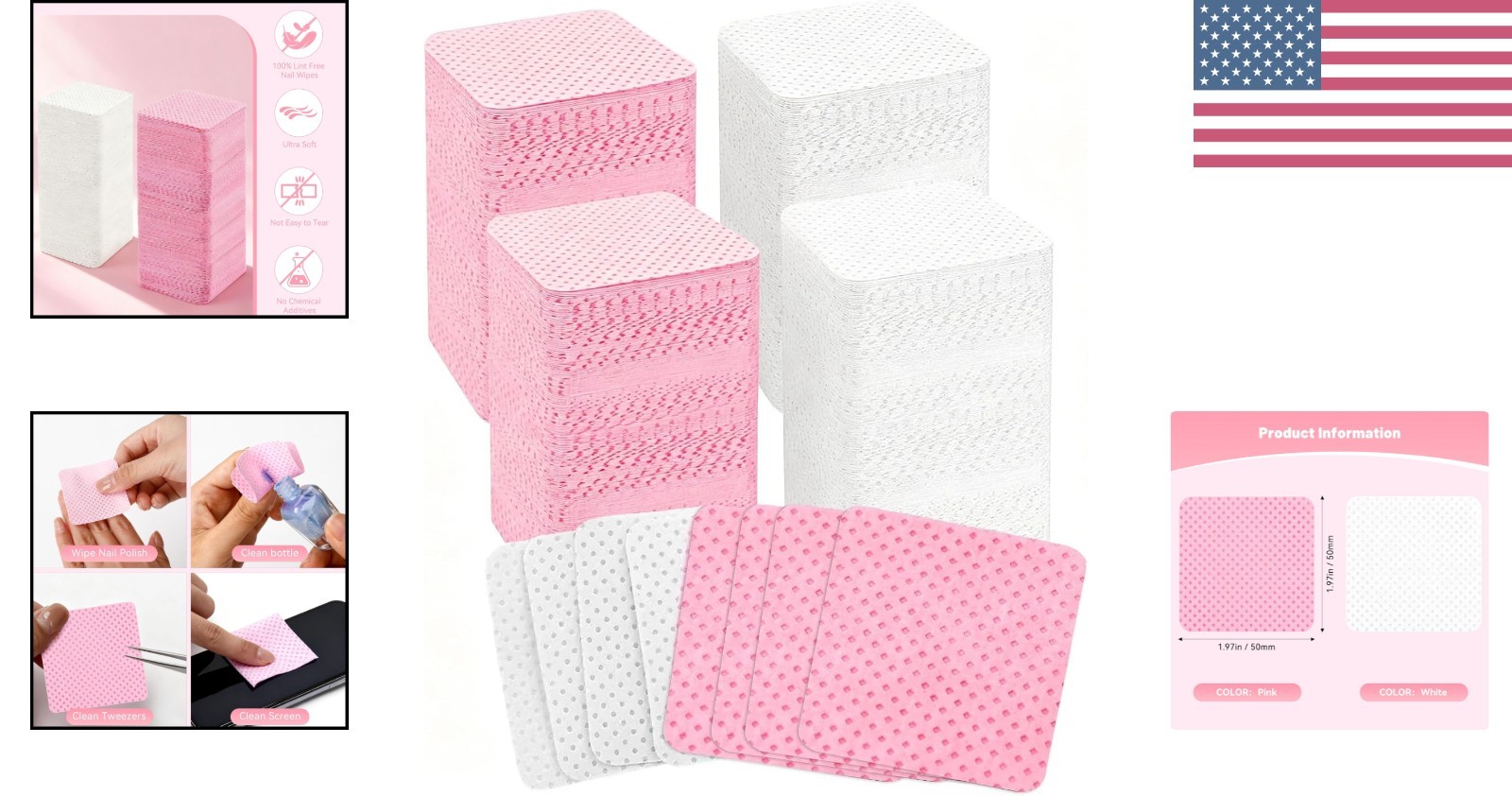 Thick, Durable Nail Wipes – 720 Lint-Free Non-Woven Pads for Professionals