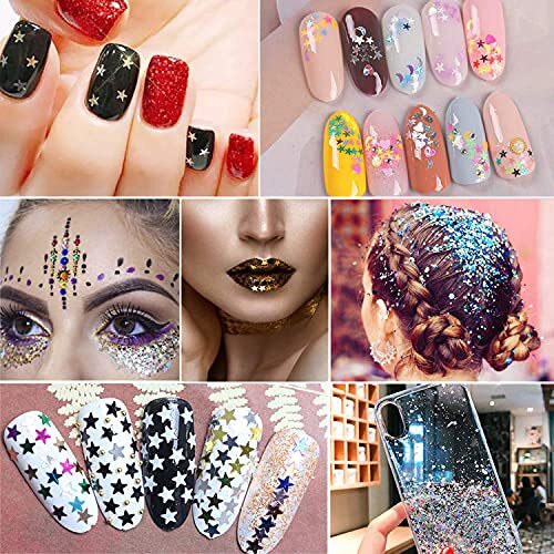 12 Colors Stars Nail Art Stickers Star Nail Glitter Sequins Five-pointed Star