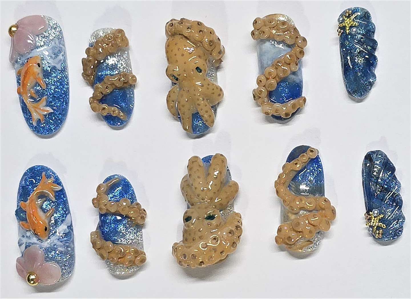 Handmade Press On Nails Leopard Print Flower Square Shape Medium Length + Kit