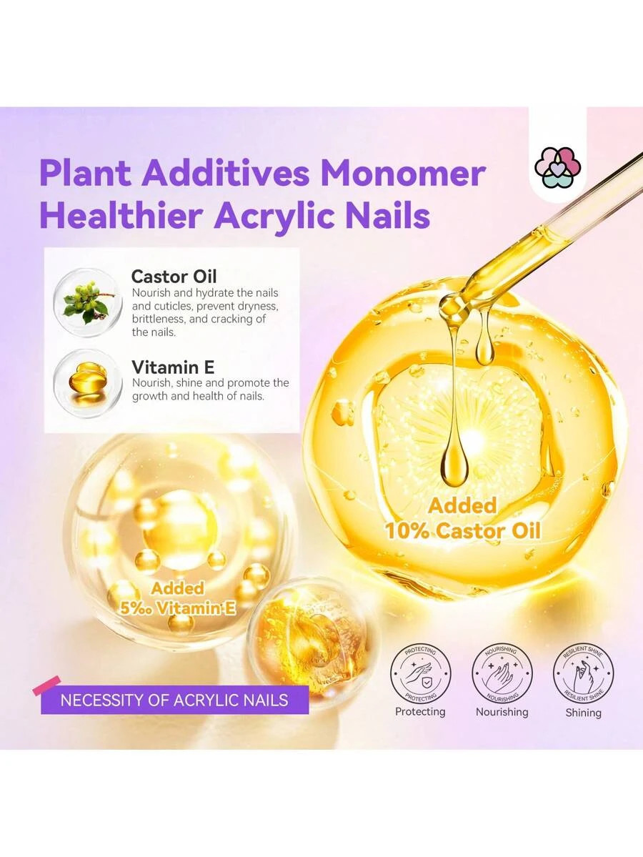 8OZ EMA Acrylic Liquid Monomer Professional Nail Kit Brush Dappen Dish Mat