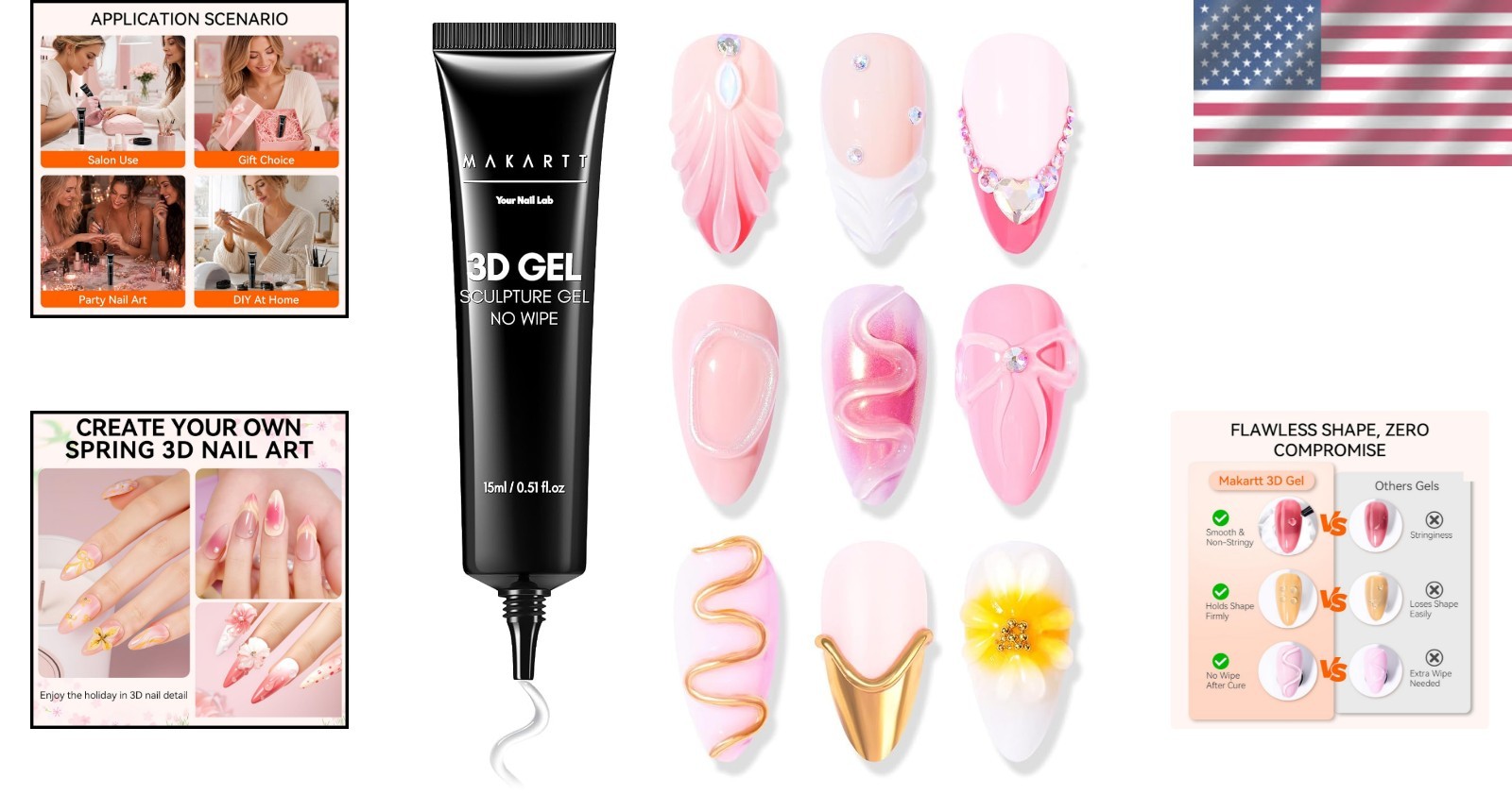 High-Viscosity 3D Sculpting Gel for Nail Art – Perfect for Rhinestones & Gems