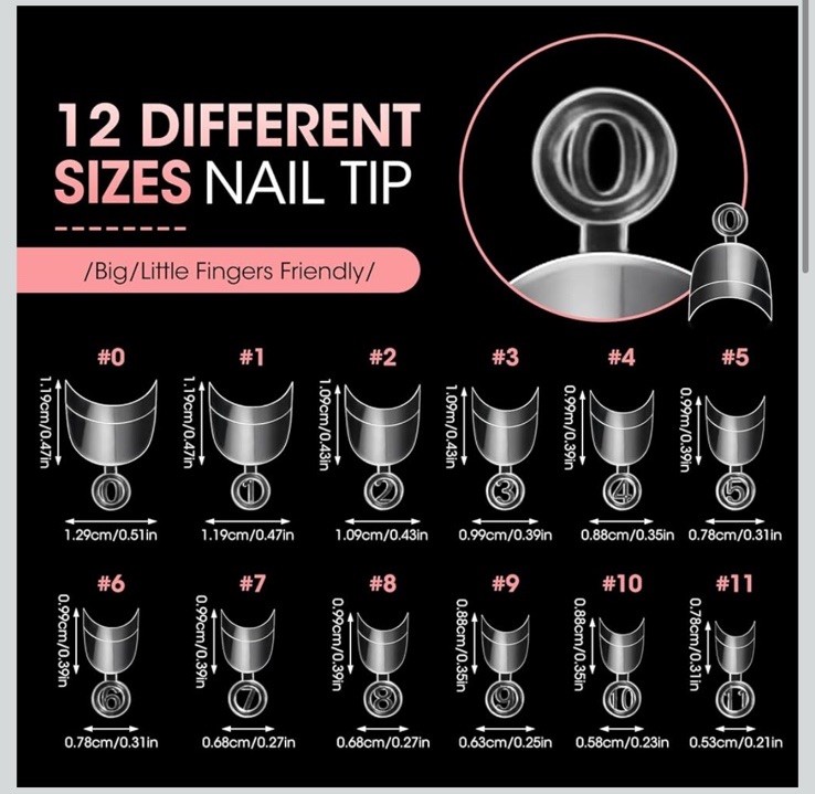 Buqikma 500PCS Short Nail Tips for Acrylic Nails – Clear 12 Sizes,