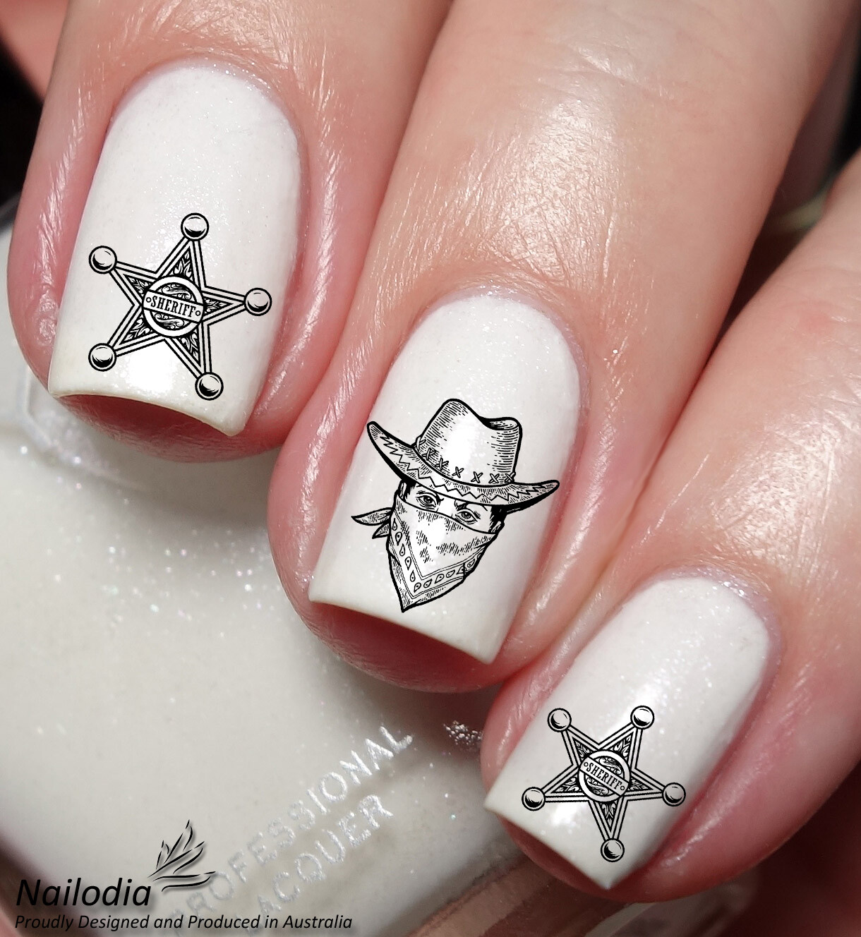 Cute Western Cowboy Nail Art Decal Sticker Water Transfer Slider