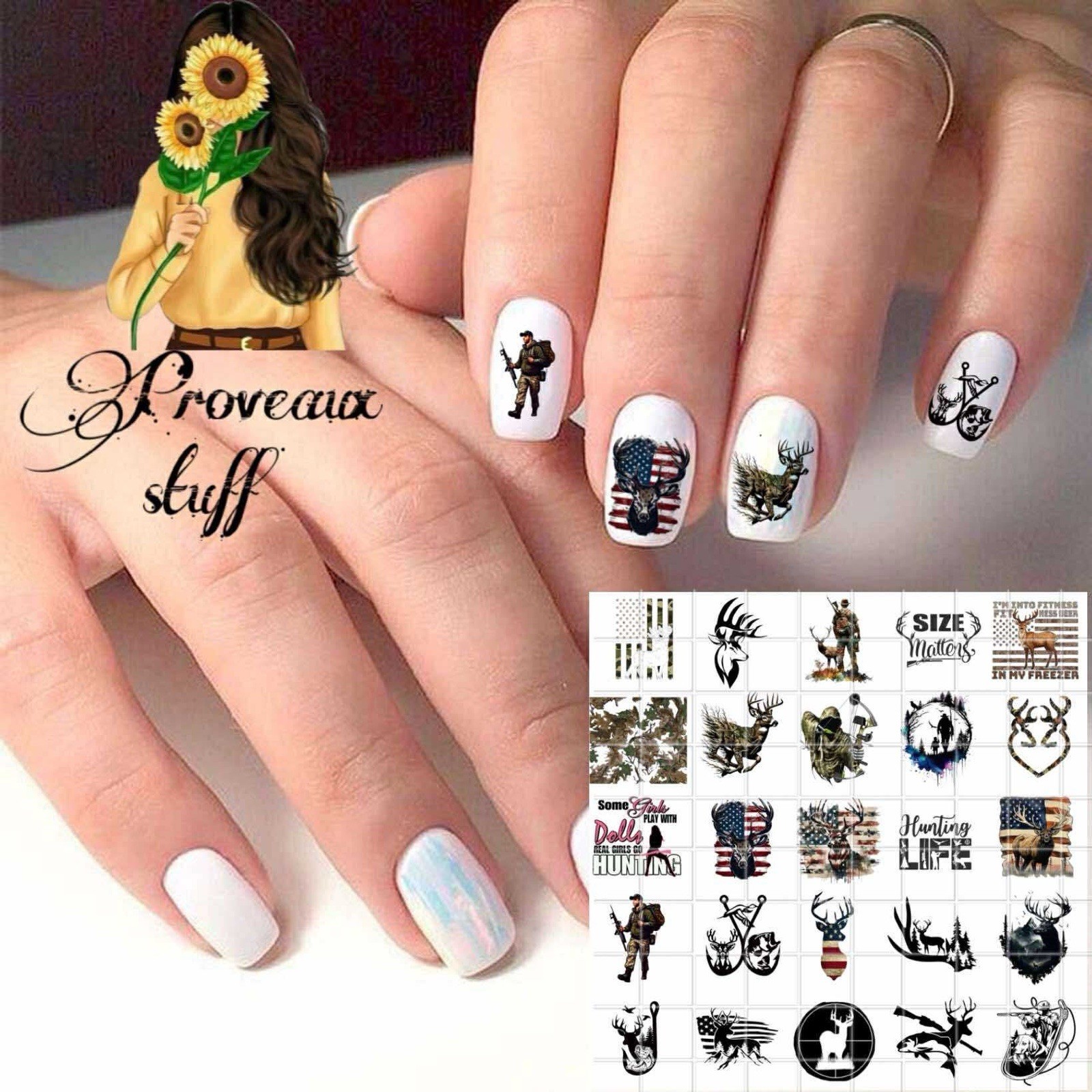 Hunting Deer Waterslide Nail Decals Set Of 50 Bonus Instructions
