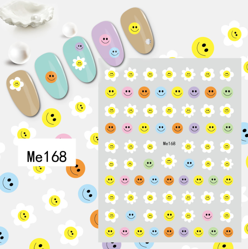 Nail Art 3D Decal Smile Face Stickers Yellow White Scary Nerves Cry NS30