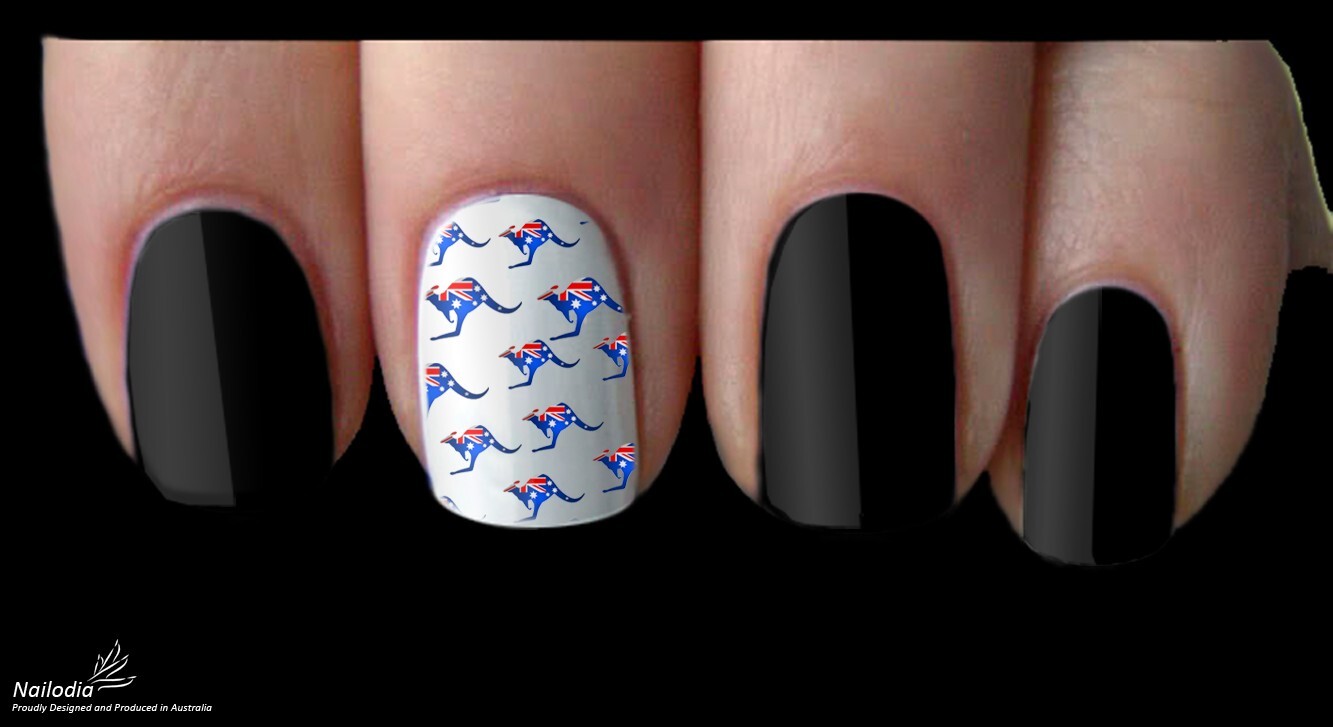 I Love Australia & Aussie Kangaroo Nail Art Decal Sticker Water Transfer Slider