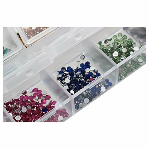 3000pcs 1.5mm Round Rhinestone 12 Colors Hard Case Nail Art Tips Acrylic UV Gel