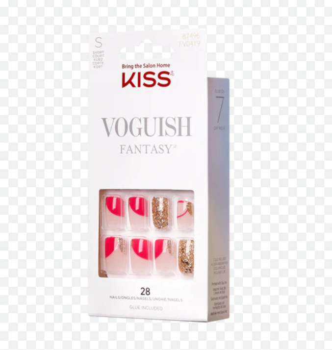 Kiss Voguish Fantasy A NEW YEAR❣️Red/Gold/Glitter/French Glue Nails
