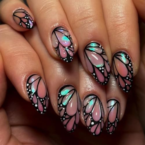 Handmade 3D Butterfly Wings Colour Press On Nails 24 Pieces (Pack of 1) LF-3506