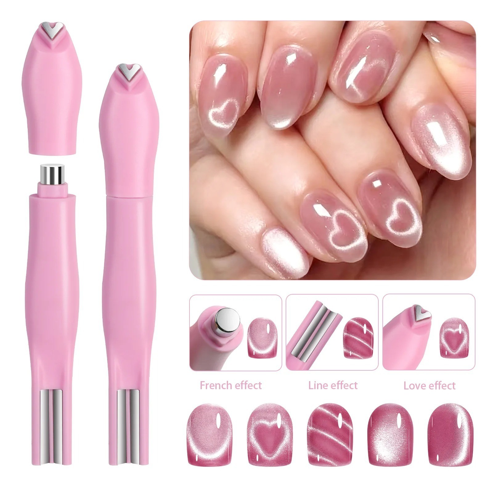 Cat Eye Nail Magnet Pen 3in1 Heart Double Line Star Snake Nail Art