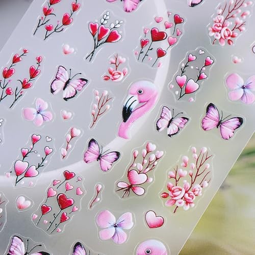 Valentine’s Day Nail Art Stickers 5D Embossed Love Heart Valentine Desgin C