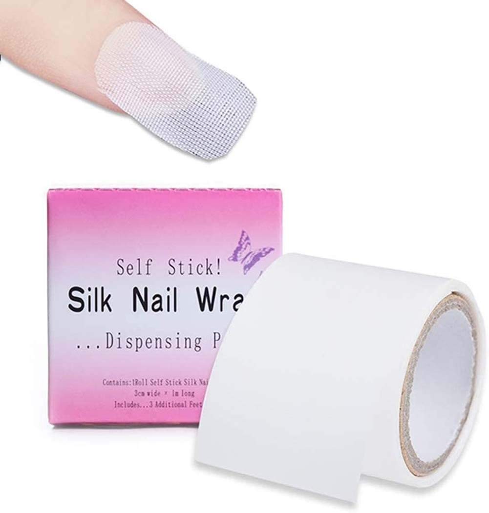1 Roll Nail Repair Fiberglass Silk Wrap Self 1.2×39.4 Inch (Pack of 1), clear