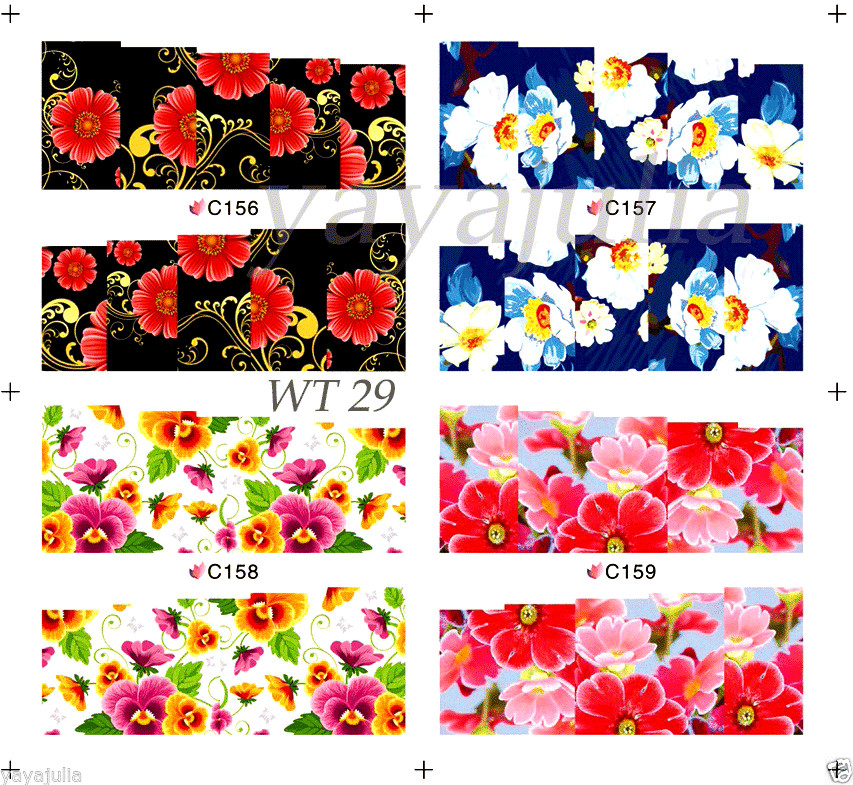 20 sets Full Coverage Water Slide Transfer Decal Colorful Spring Design Nail Art