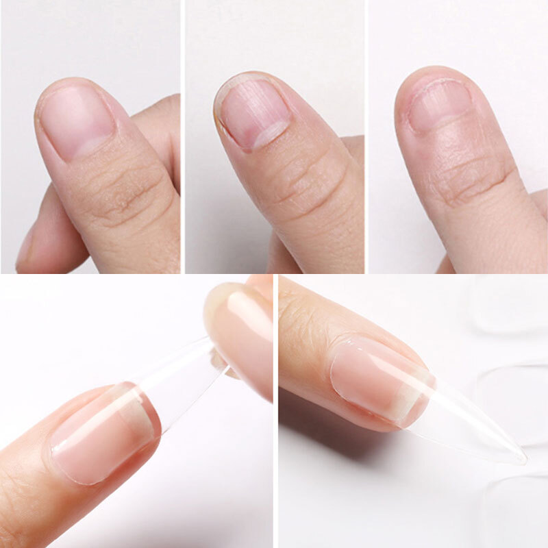 100pcs Fake Nail Transparent Acrylic Nail Seamless Full/Half Cover Nails Decor