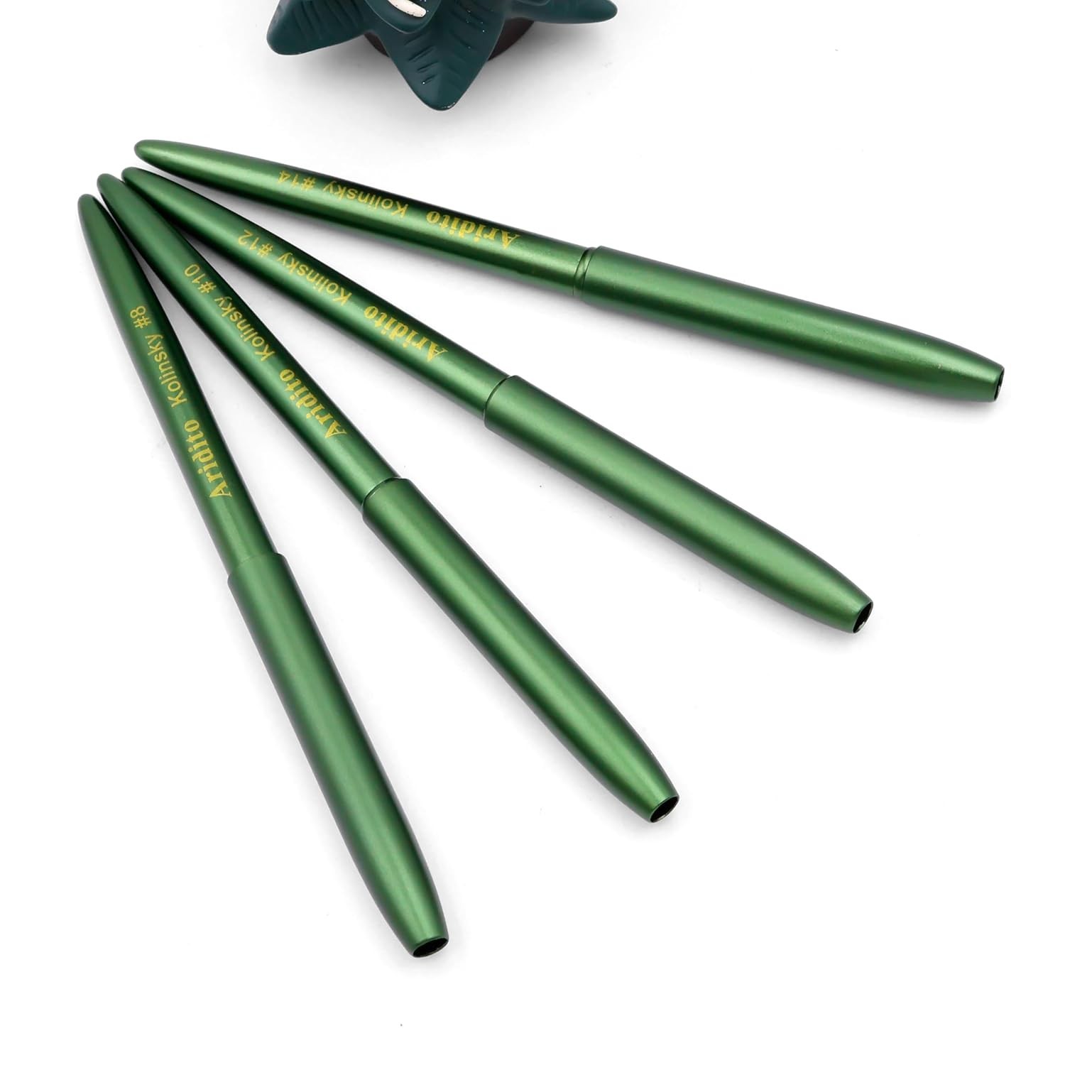 Aridito #10 Kolinsky Acrylic Nail Brush with Cap Matte Green Professional