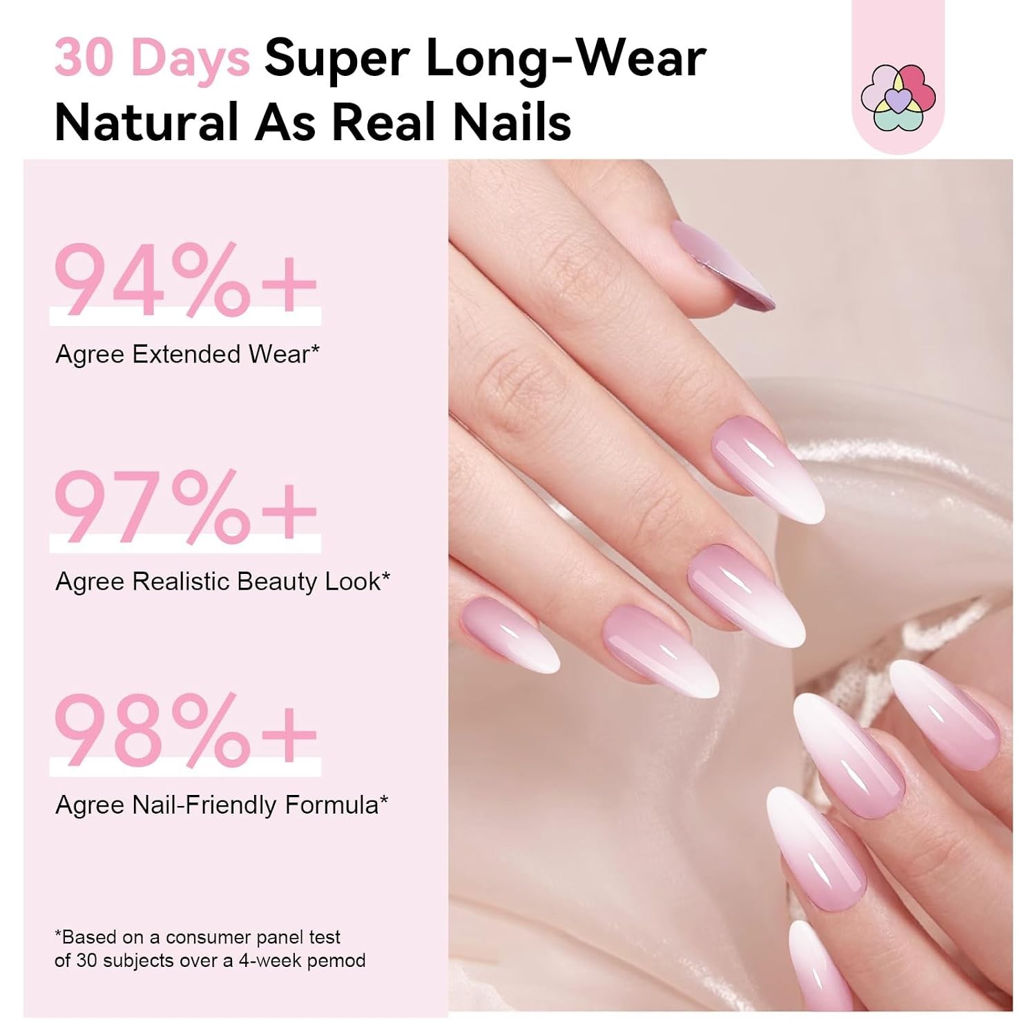 Pink White Ombre Almond Press On Nails Set
