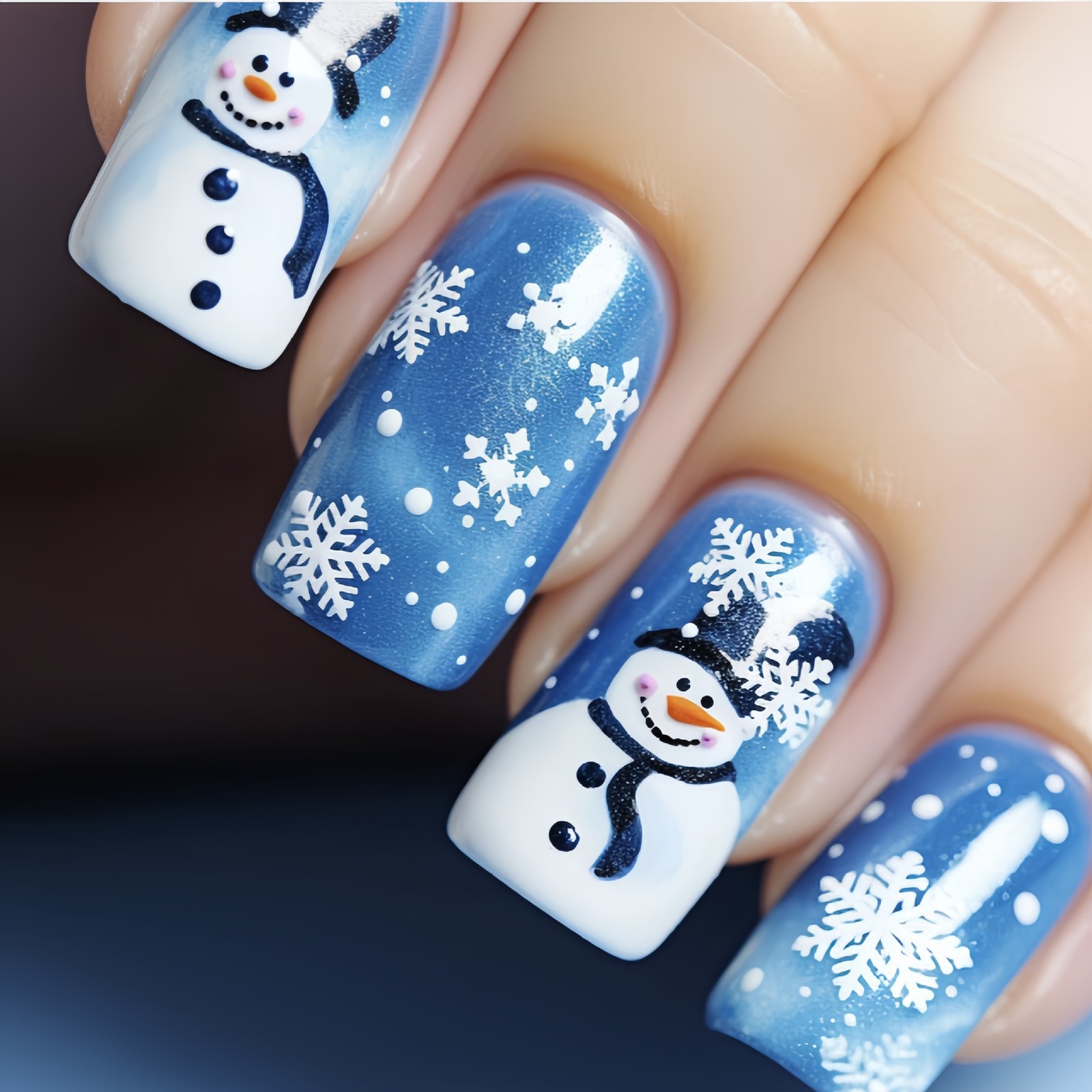 216pcs Christmas Press on Nails Santa Snowman Reindeer Festive False Nails 9Pack