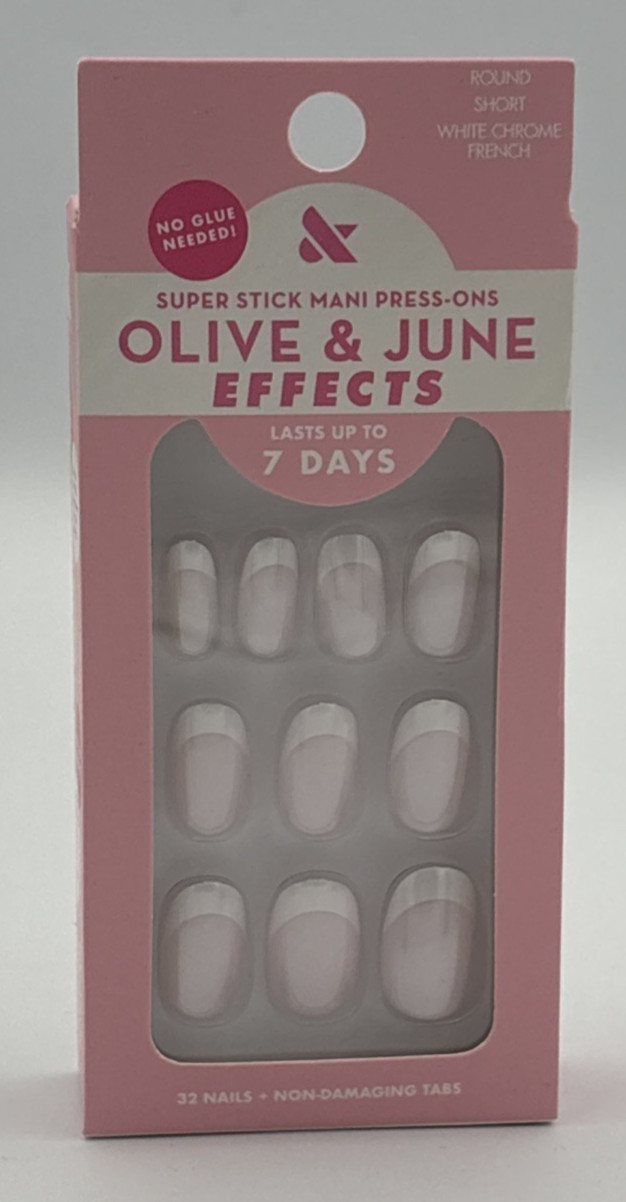 Olive & June Press on Nails The Super Stick Mani Oval Round Short French Mani