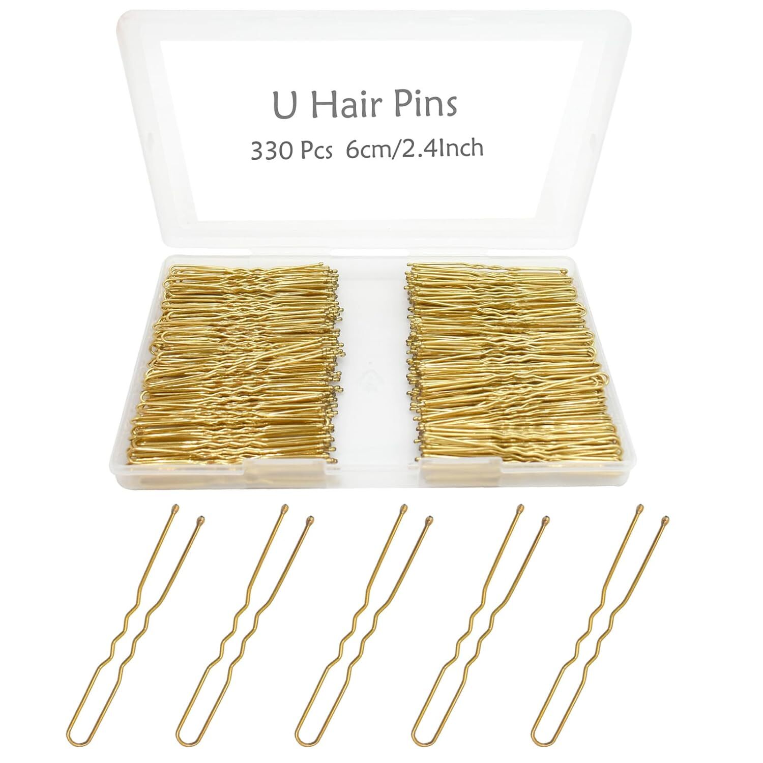 330 Count U Shaped Hair Pins Blonde, YINGFENG 2.4inch Gold Bun Gold(2.4Inch)