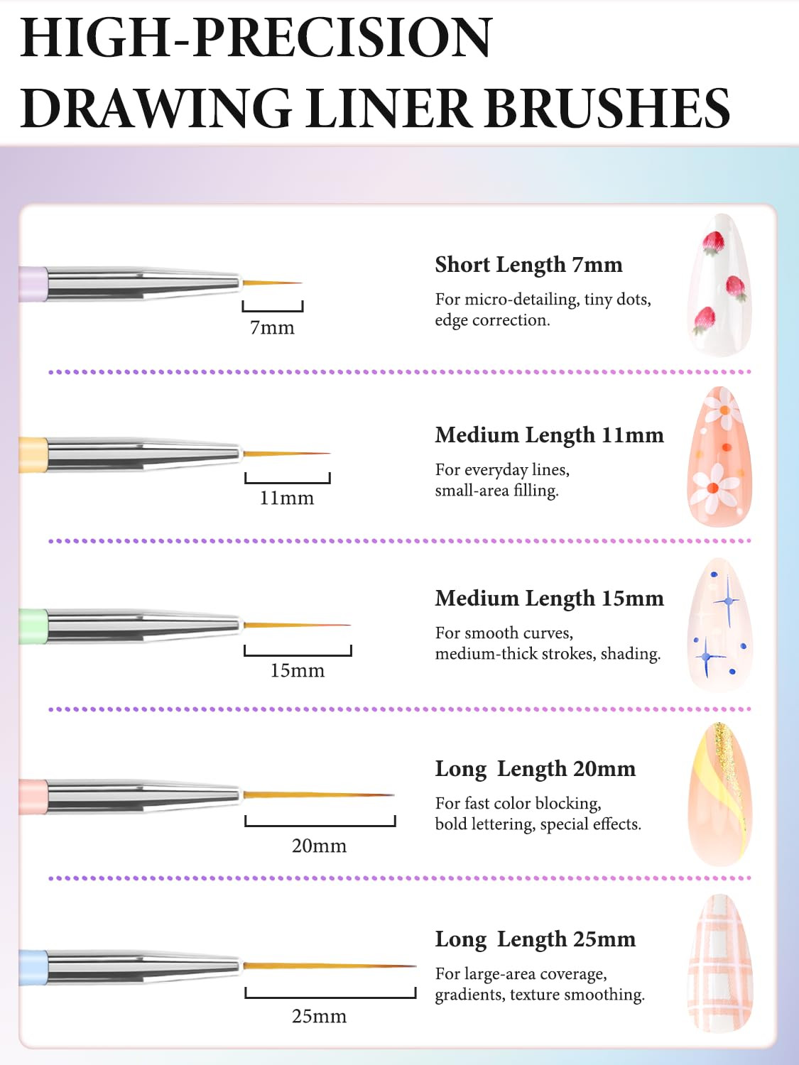 10 Pcs Nail Art Brushes Set, Nail Dotting Tools, French Tip Tool, Nail Art Deign