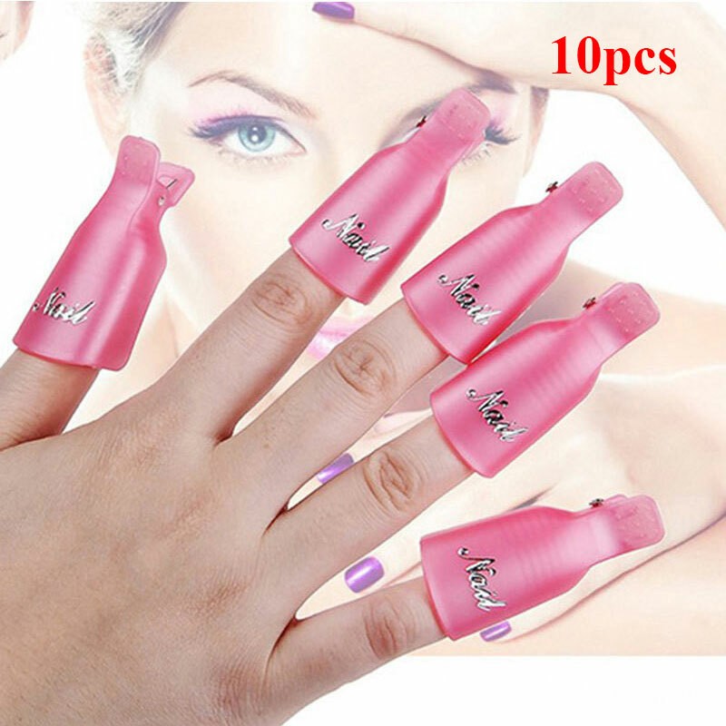 10Pcs Silicone UV Gel Polish Remover Wraps Soak Off Cap Clip Nail Art Tool US✔