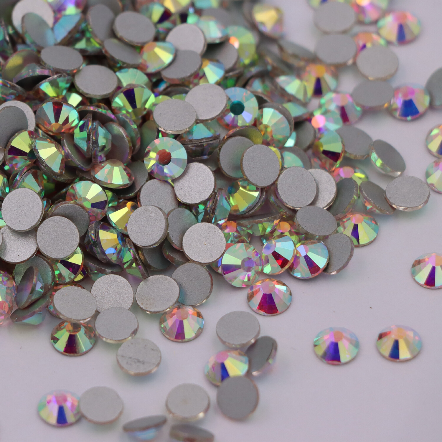 Glitter Crystal AB Flatback Clear Non Hot Fix Nail Art Rhinestones Decorations
