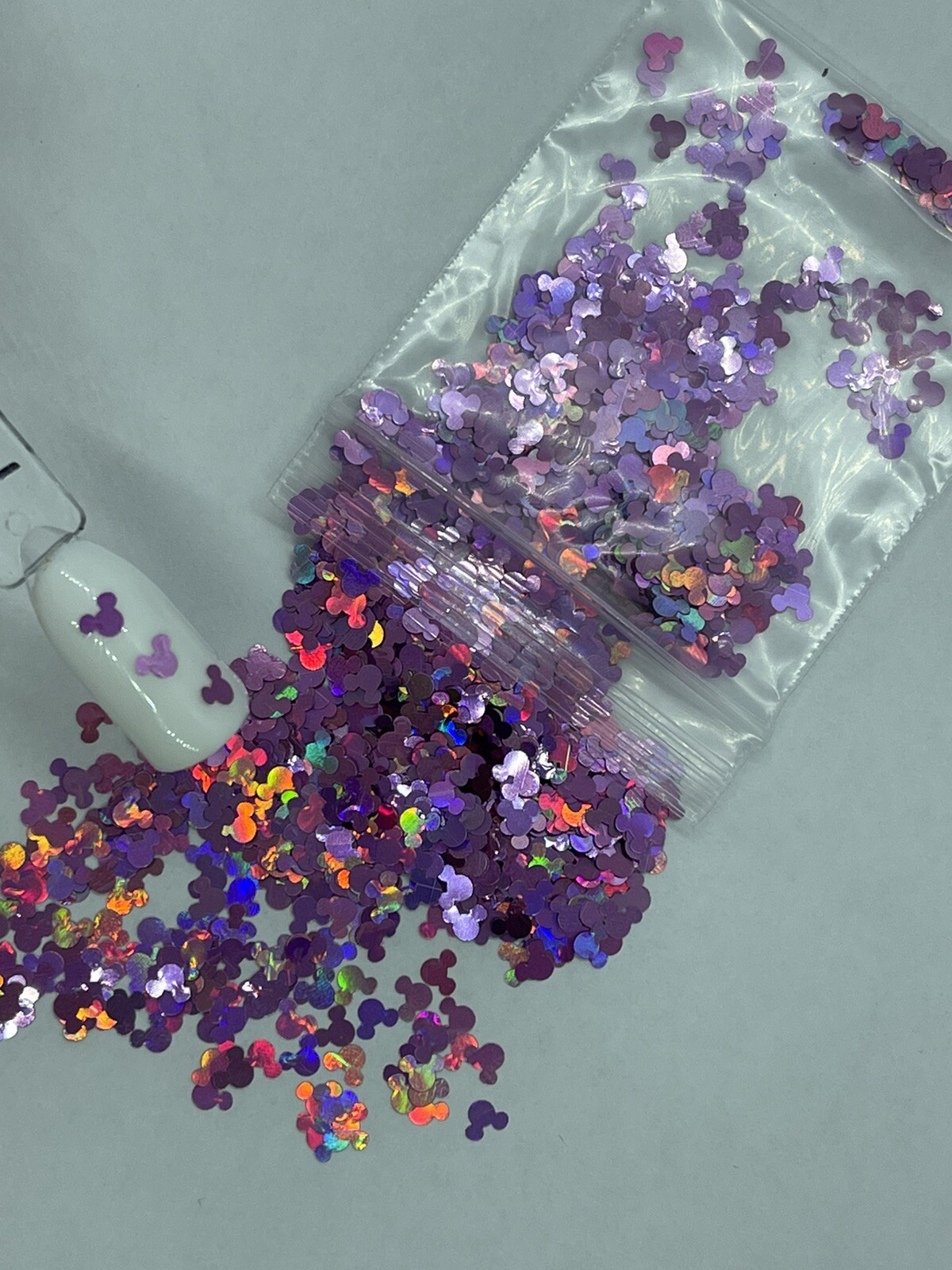 Holographic Pink Purple Mickey Mouse Glitter | 1 TSP | Gel Nail Art & Acrylic