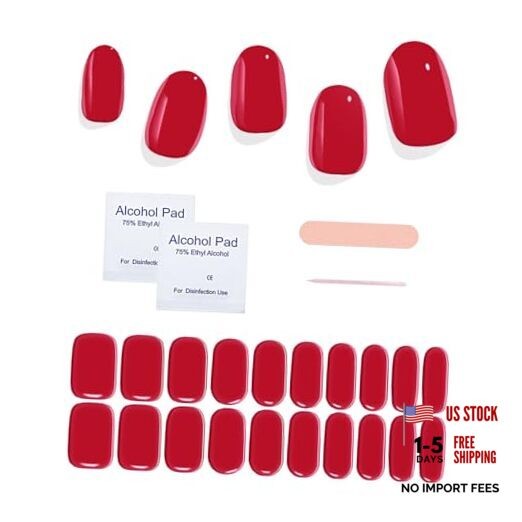Semi Cured Gel Nail Strips (), 20 Gel Nail Stickers Work with Any Rose Pink