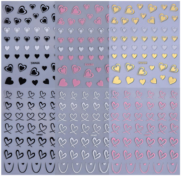 Nail Art Sticker Heart Valentine Star Decals Manicure DIY Peel & Stick NH28