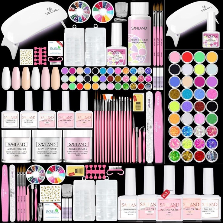SAVILAND Acrylic Nail Kit Professional 100%Vegan, Cruelty Free. With Tips